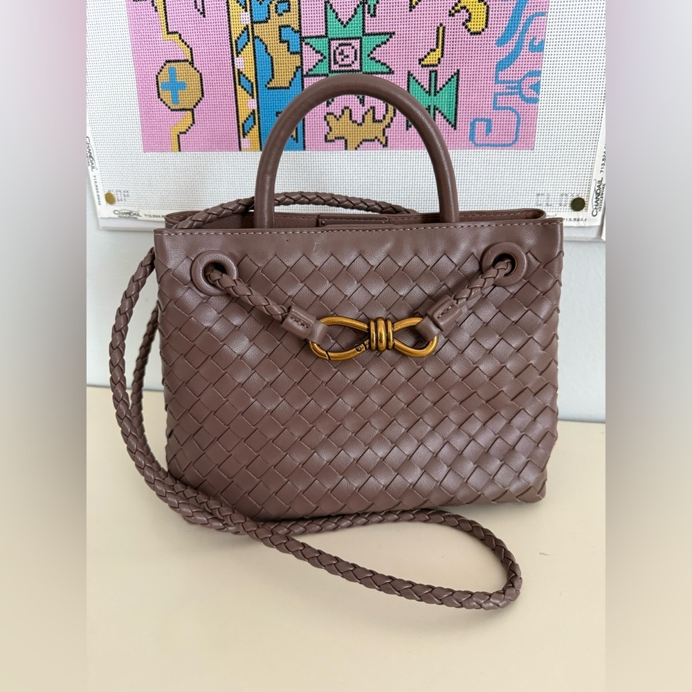 Anthropologie Elegant Brown Woven Handbag